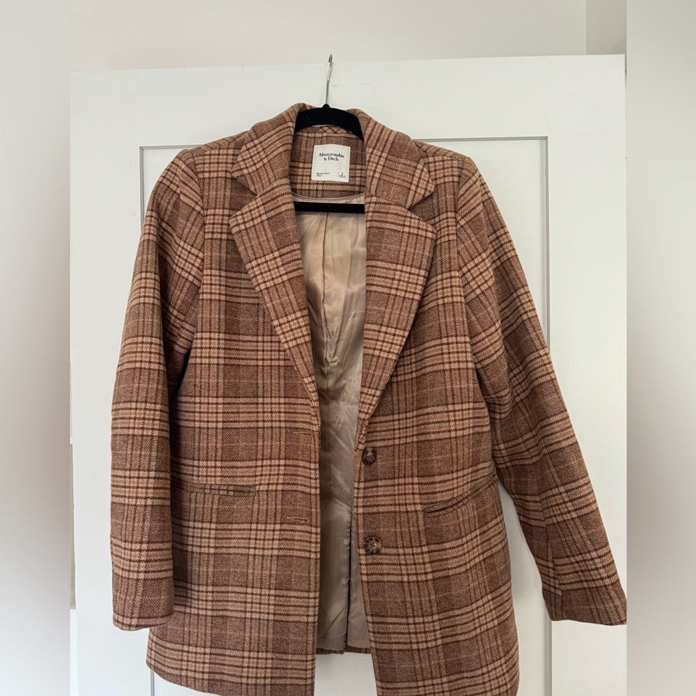 Abercrombie and fitch brown plaid blazer